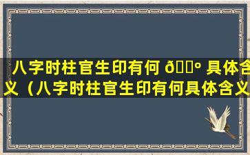 八字时柱官生印有何 🐺 具体含义（八字时柱官生印有何具体含义和 🌹 解释）